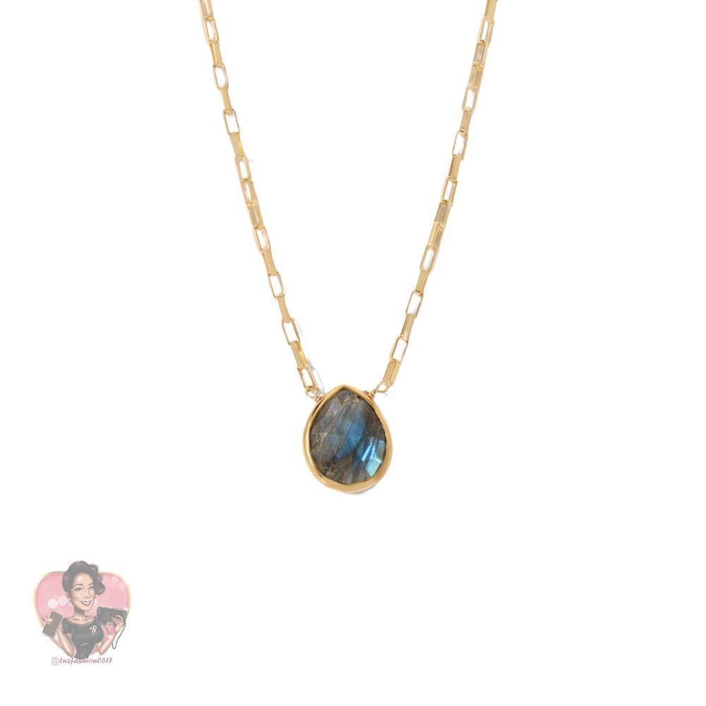 JOY DRAVECKY Sacred Stone Teardrop Necklace in Labradorite